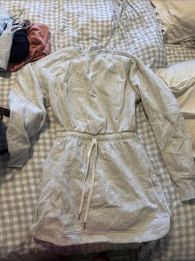 Lululemon Light Gray Drawstring Sweatshirt Dress